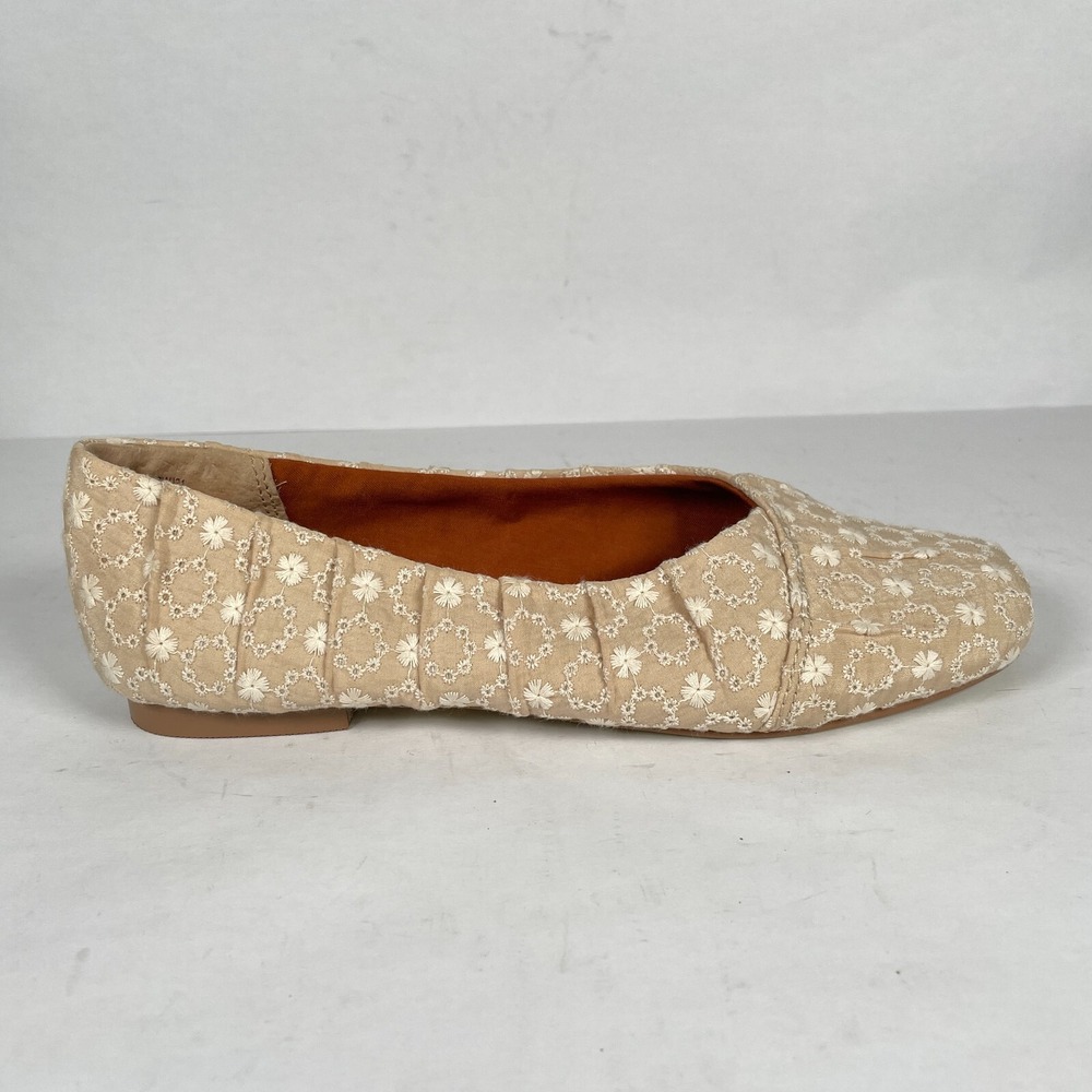 Korks Palmer Ballet Flats Womens Size 7 M Beige Textile Slip On Floral Shoes